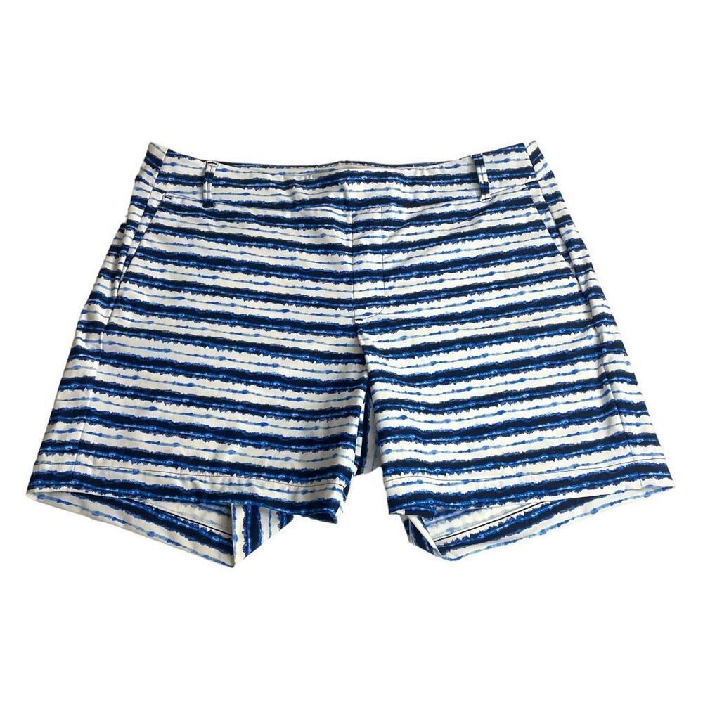 SPANX Women's Sunshine Shorts 6" Inseam Blue Painted Stripe Size XL